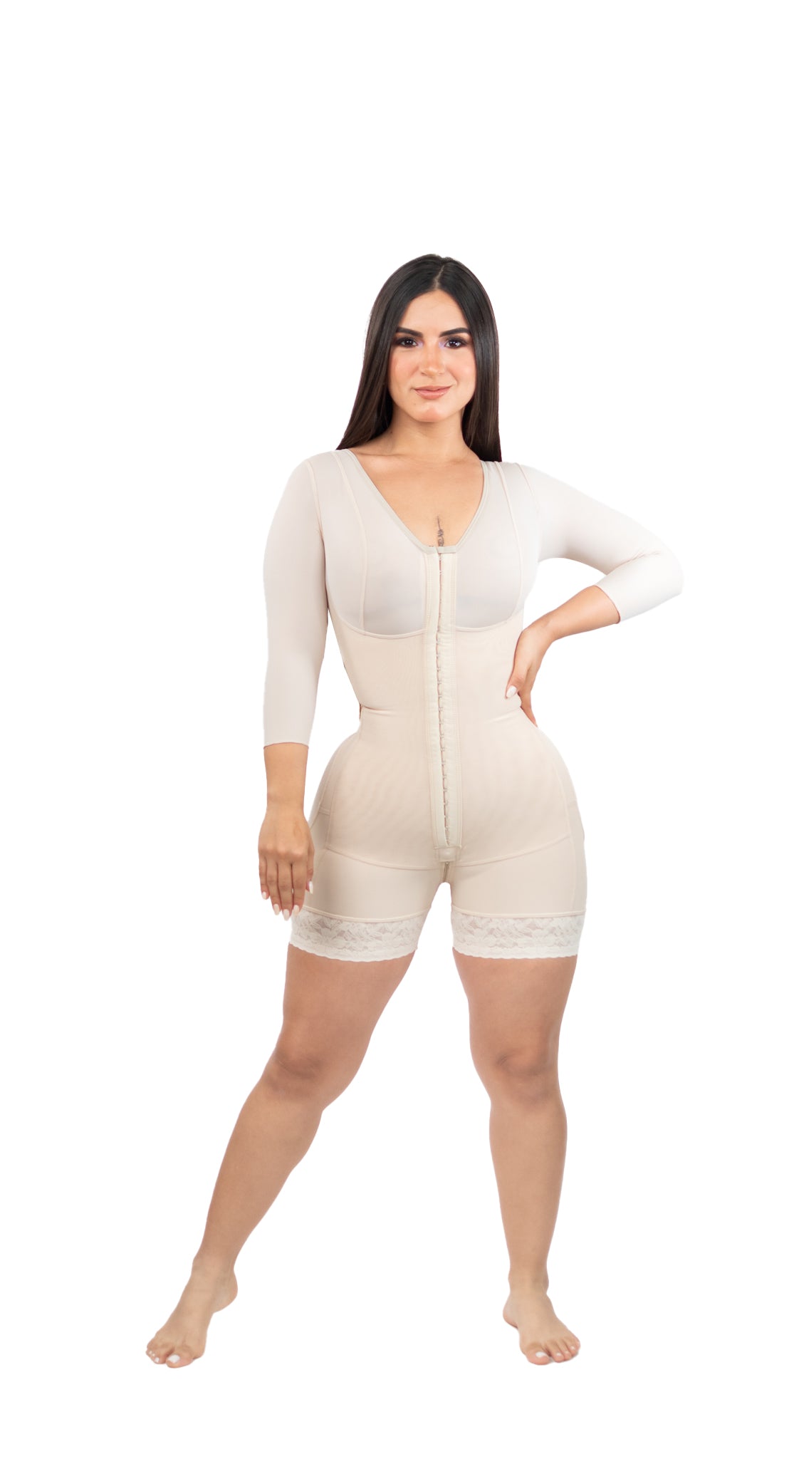 Girdle with sleeved bra
